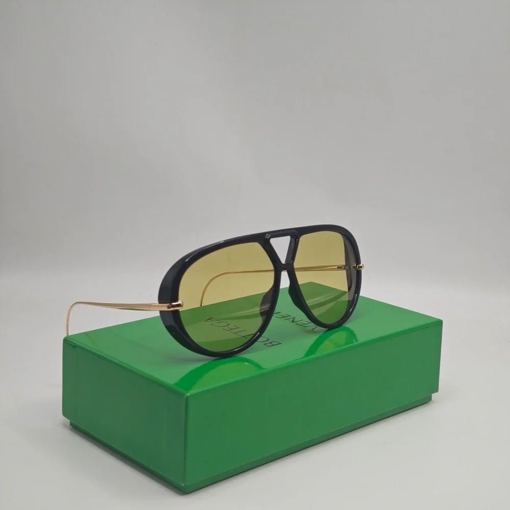 Bottega Veneta Black and Gold Sunglasses